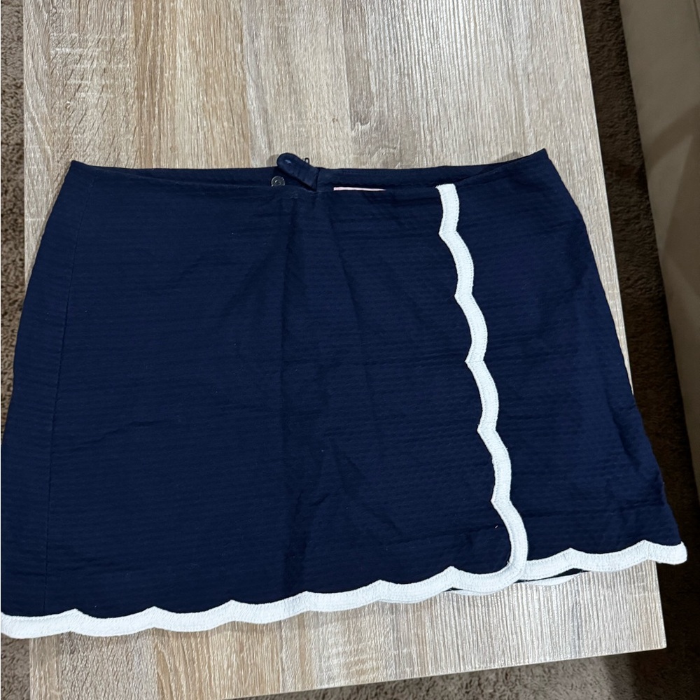 Lilly Pulitzer Navy Blue and White Wrap Mini Skort